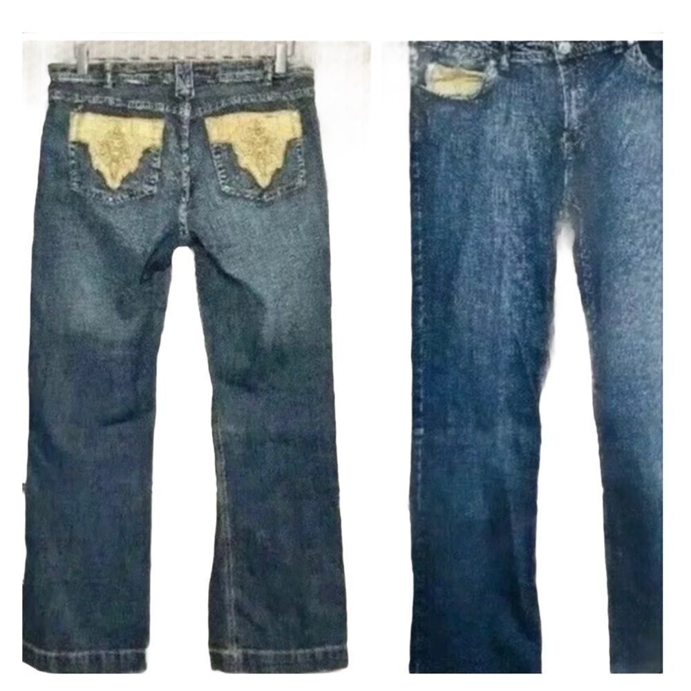 Vintage 90s Urban Star Blue Jeans Leather Pockets